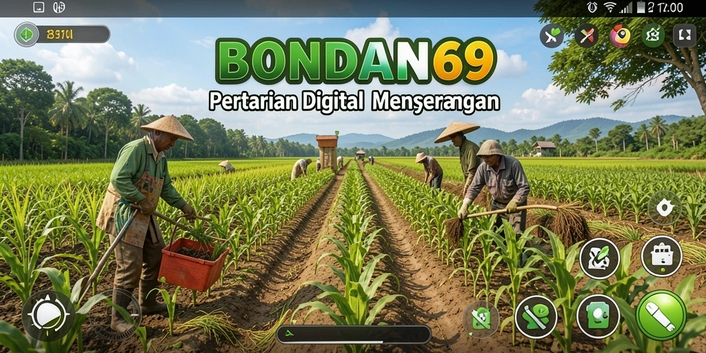 Screenshot gameplay BONDAN69 yang menampilkan lahan pertanian yang subur.