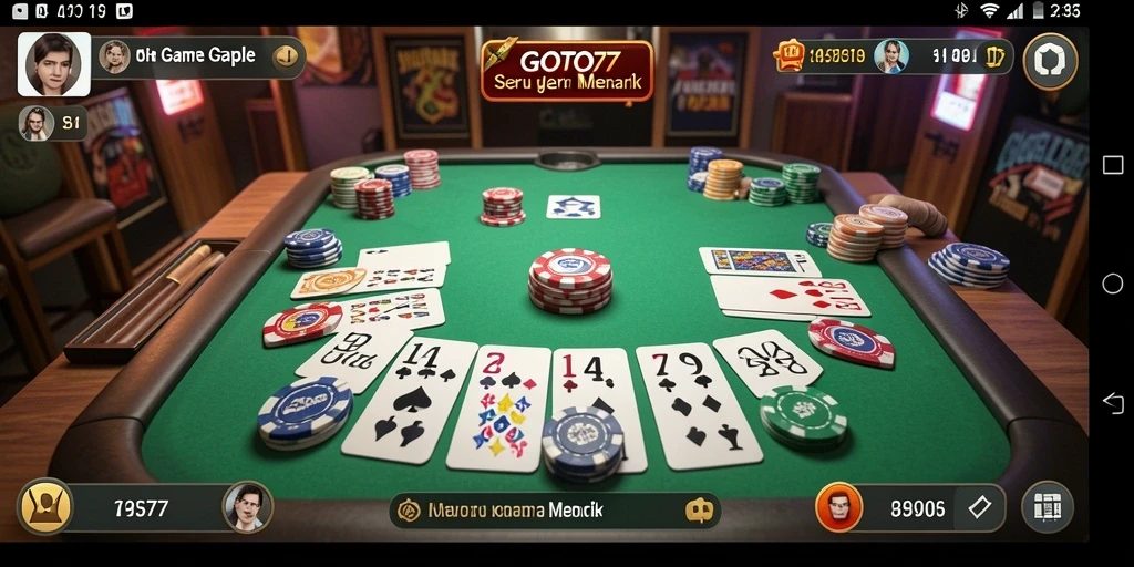 Tampilan gameplay Gaple yang seru di GOTO77 dengan teman-teman.