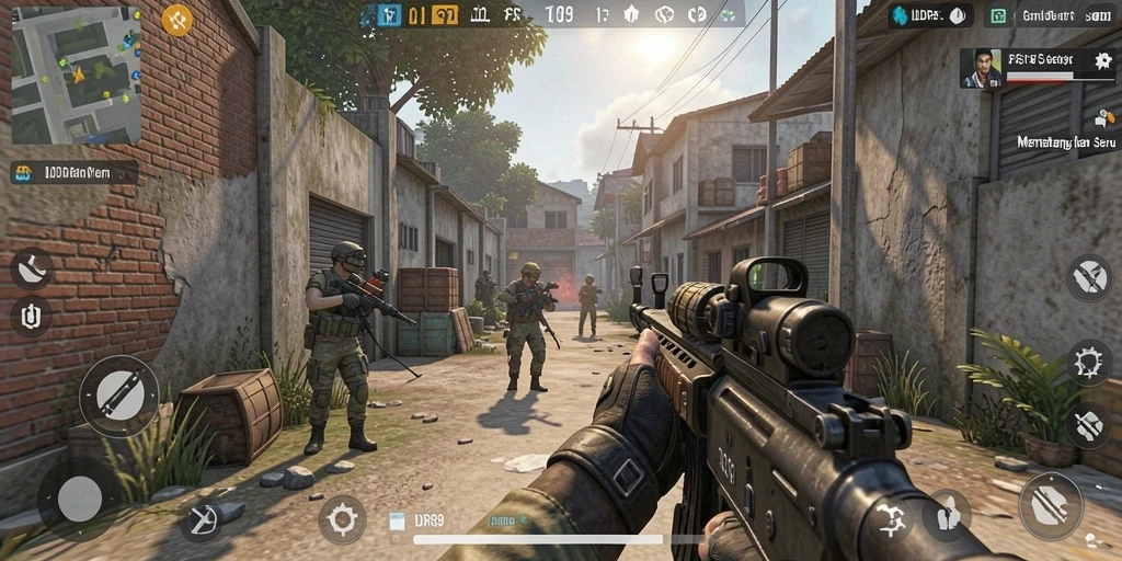 Tampilan menarik dari gameplay seru IDR89 di arena pertempuran FPS.