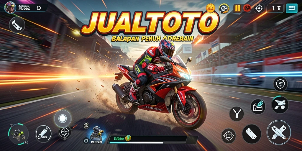 Gameplay balapan motor yang seru dan menegangkan.