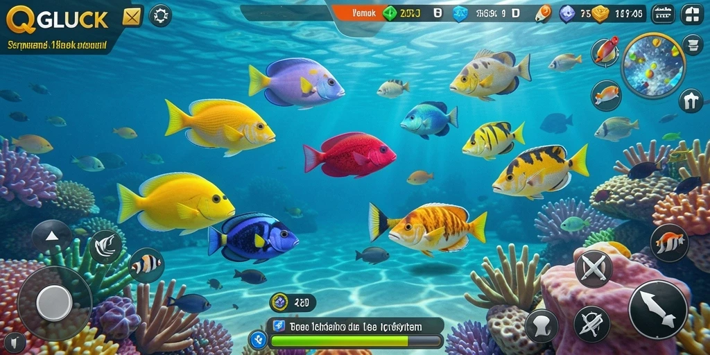 Tampilan gameplay menembak ikan yang seru di QGLUCK.