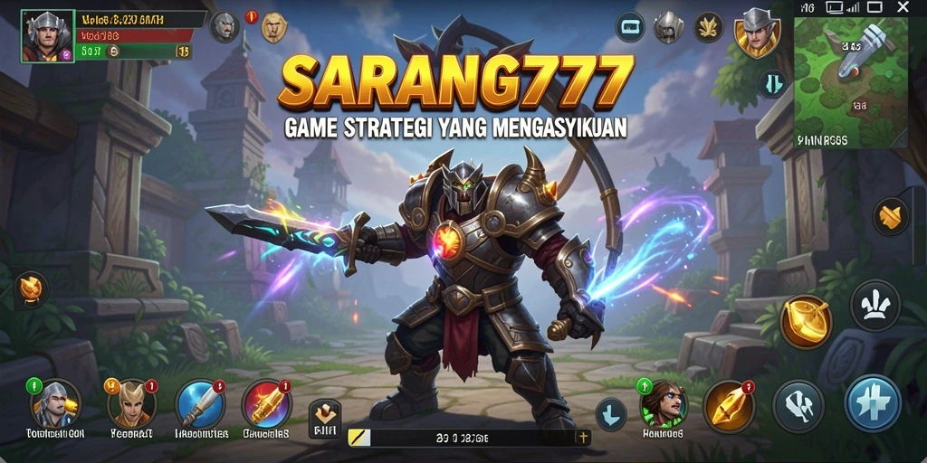 Tampilan utama gameplay SARANG777 yang menampilkan strategi dan pertarungan yang intens.