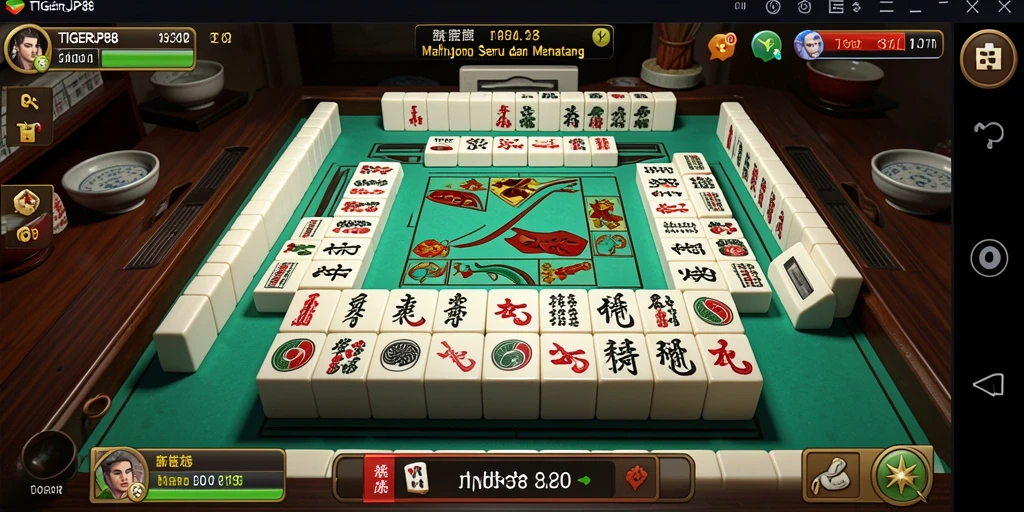 Screenshot gameplay menunjukkan pemain menyusun ubin Mahjong dengan strategis.